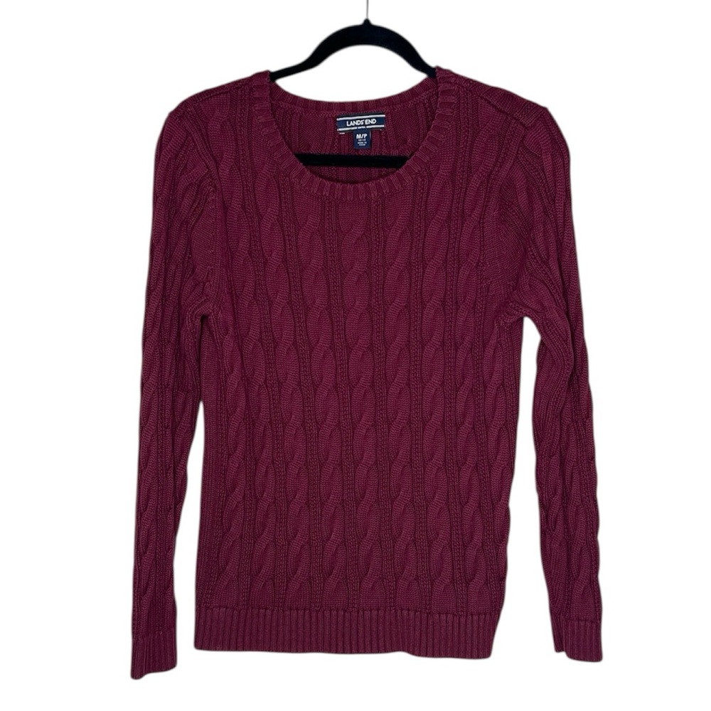 LANDS END Drifter Modern Cable Knit Sweater size Medium Petite